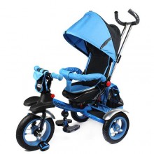 Велосипед детский трёхколесный Turbo Trike с родительской ручкой Голубой (216)