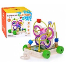 Деревянная игрушка Лабиринт - каталка Бабочка 2 в 1 BeniLo (2512)