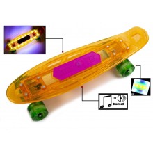 Скейтборд пенни борд Fish Skateboards Светящаяся музыкальная дека Original Оранжевый