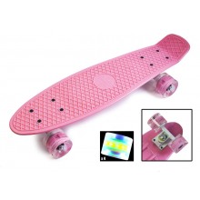Детский скейт пластиковый Penny Board 55х15 см Светящиеся колеса Пастельно-розовый