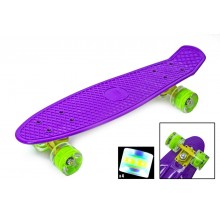 Детский скейт Penny Board 57х15 см пластиковый Светящиеся колеса Фиолетовый