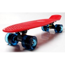 Скейт Penny Board светящиеся колеса 57х15 см до 80 кг Красный