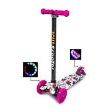 Детский трехколесный самокат Scale Scooter Maxi Лилии светящиеся колеса до 60 кг от 3 лет 