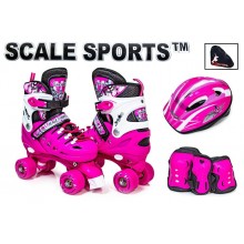Комплект ролики-квады раздвижные четырехколесные Scale Sports Малиновый 29-33