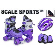 Комплект квады ролики раздвижные четырехколесные Scale Sports Фиолетовый 29-33