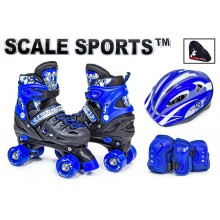 Комплект ролики-квады раздвижные четырехколесные Scale Sports Синий 34-37