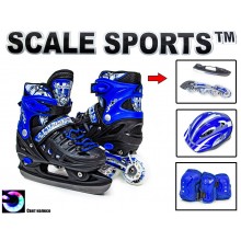 Комплект детские ролики коньки 2 в 1 с регулировкой размера Scale Sport Оригинал Синий 34-37 Комплект детские ролики коньки 2 в 1 с регулировкой размера Scale Sport Оригинал Синий 34-37