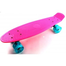 Скейт Penny Board Original Pink Пенни борд Светящиеся бирюзовые колеса 55 х 15 см до 80 кг (147)