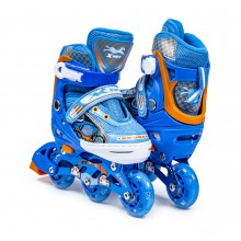 Ролики "3-wheels". Blue. размер 27-30. Все колеса светятся