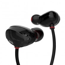 Наушники  KZ ZS1 с микрофоном двухдрайверные  Чёрные (720445536)