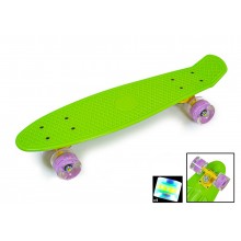Детский скейт пластиковый Penny Board 55х15 см Светящиеся колеса Салатовый